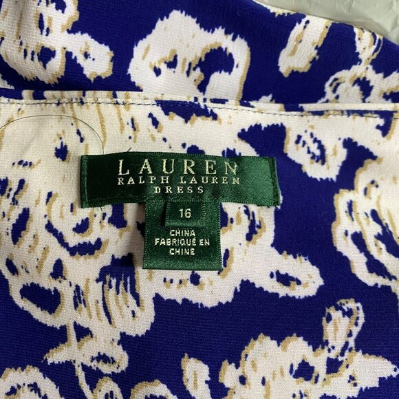 Lauren Ralph Lauren Faux Wrap Floral V-Neck Dress With 3/4 Sleeves 16 - Picture 8 of 8